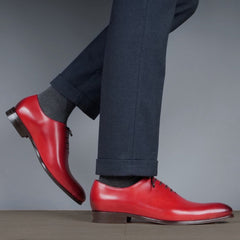 WINE RED LEATHER WHOLECUT OXFORD SHOES - FWR08