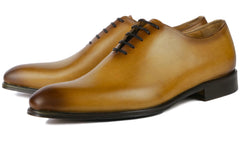 YELLOWISH TAN LEATHER WHOLECUT OXFORD SHOES - FYT09