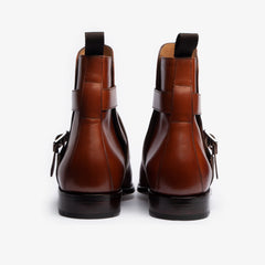 DARK TAN LEATHER JHODPUR STYLE BOOTS - BTJ41