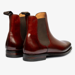 BROWN LEATHER SLIP ON CHELSEA BOOTS - BB51