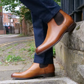 TAN LEATHER SLIP ON CHELSEA BOOTS - BT5