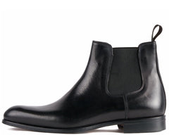 BLACK LEATHER SLIP ON CHELSEA BOOTS - BBL8