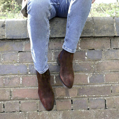 BROWN SUEDE LEATHER SLIP ON CHELSEA BOOTS - BBR10