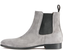 GREY SUEDE LEATHER SLIP ON CHELSEA BOOTS - BGS9