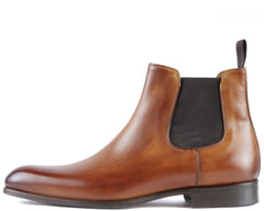 TAN LEATHER SLIP ON CHELSEA BOOTS - BT5