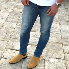 TAN SUEDE LEATHER SLIP ON CHELSEA BOOTS - BBR12