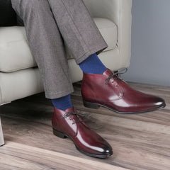 BURGUNDY LEATHER CHUKKA LACE UP BOOTS - BBU20