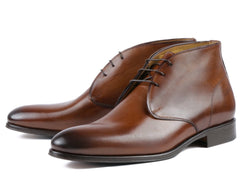 BROWN LEATHER CHUKKA LACE UP BOOTS - BBR18