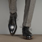 BLACK LEATHER DERBY FORMAL SHOES - FBL15