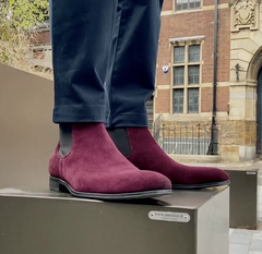 BURGUNDY SUEDE LEATHER SLIP ON CHELSEA BOOTS - BBU13