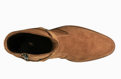 CAMEL SUEDE LEATHER ZIPPER HARNESS CHELSEA BOOTS - BBZ1