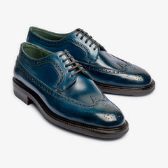 BLUE LEATHER BROGUE WINGTIP ROUND TOE OXFORDS FORMALS - FWB22