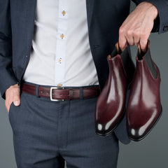 BURGUNDY LEATHER SLIP ON CHELSEA BOOTS - BBR7