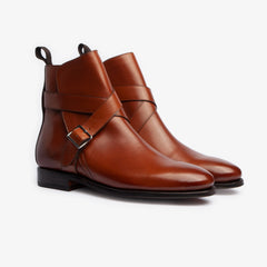 DARK TAN LEATHER JHODPUR STYLE BOOTS - BTJ41