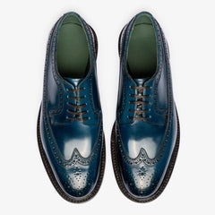 BLUE LEATHER BROGUE WINGTIP ROUND TOE OXFORDS FORMALS - FWB22