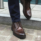 BROWN LEATHER LACE UP BROGUE WINGTIP BOOTS - BBR25