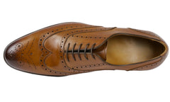 TAN LEATHER BROGUE WINGTIP ROUND TOE OXFORDS FORMALS - FT17