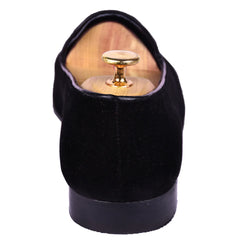 Black Velvet Ace of Spades Embroidered Loafers