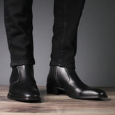 BLACK LEATHER HIGH ANKLE CHELSEA ZIPPER BOOTS - BBL15