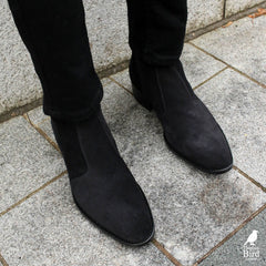 BLACK SUEDE LEATHER HIGH ANKLE CHELSEA ZIPPER BOOTS - BBL21