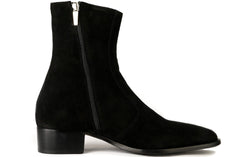 BLACK SUEDE LEATHER HIGH ANKLE CHELSEA ZIPPER BOOTS - BBL21