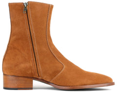 TAN SUEDE LEATHER HIGH ANKLE CHELSEA ZIPPER BOOTS - BT22