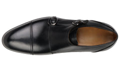 BLACK LEATHER DOUBLE MONK STRAP SHOES - MB3