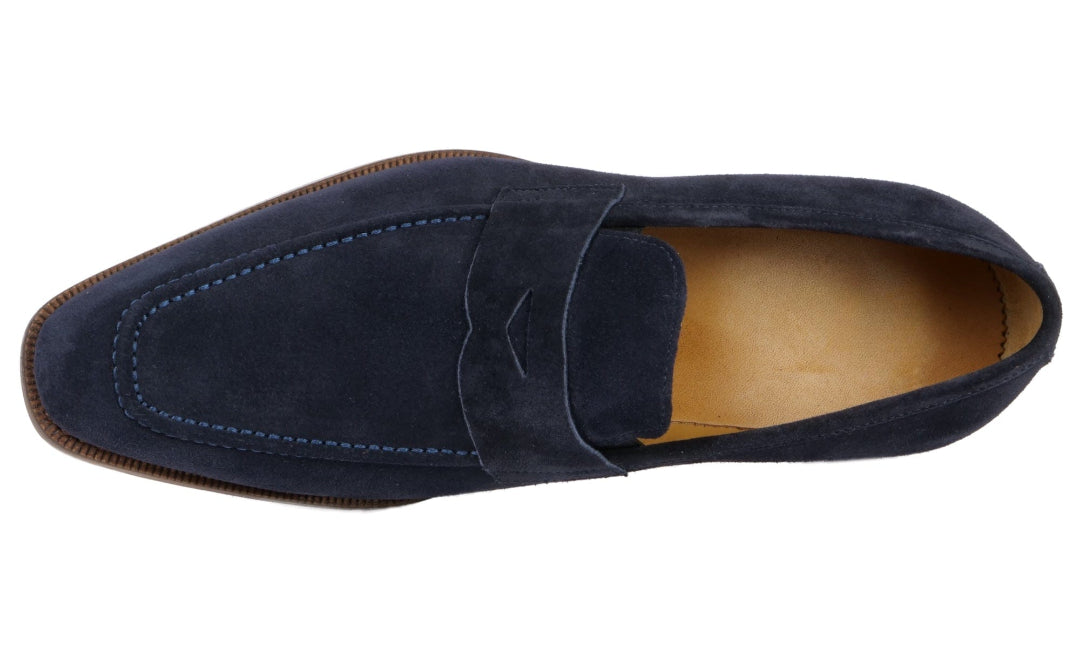 NAVY BLUE SUEDE LEATHER SLIP ON LOAFERS SHOES - LBLS6