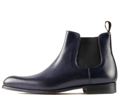 BLUE LEATHER SLIP ON CHELSEA BOOTS - BBL6