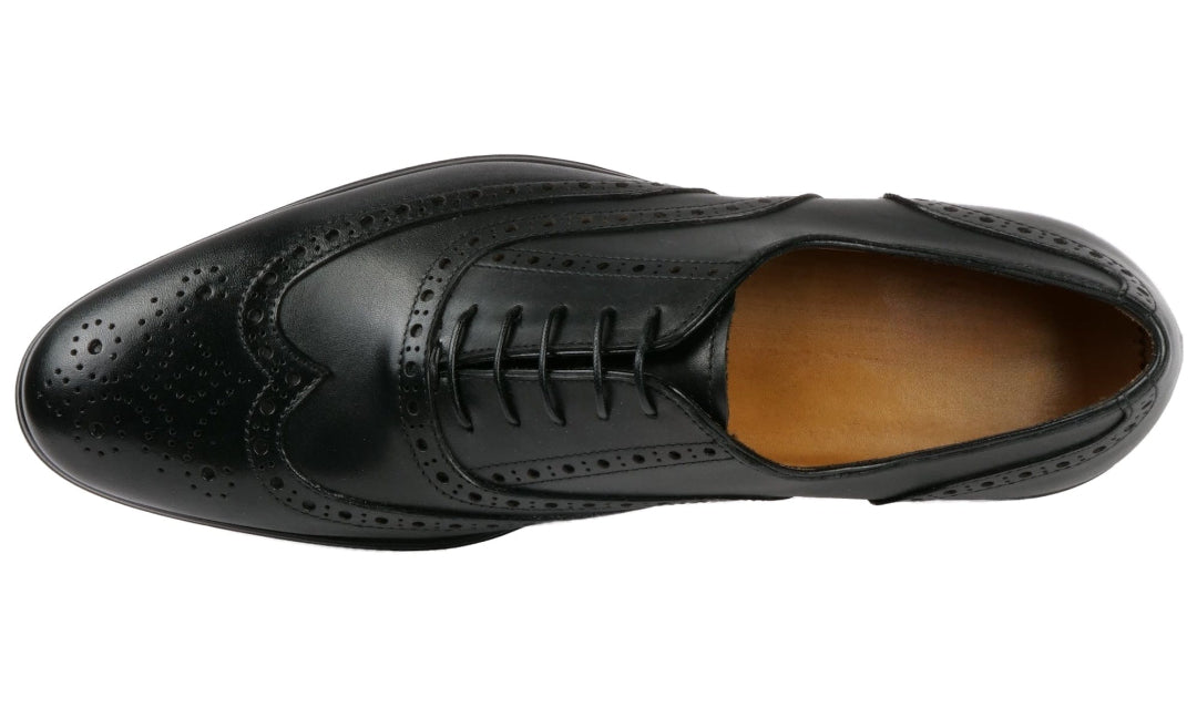 BLACK LEATHER BROGUE WINGTIP ROUND TOE OXFORDS FORMALS - FT19